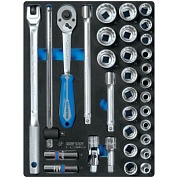 KING TONY Набор торцевых головок 1/2" с принадлежностями, двенадцатигранные, ложемент, 33 предмета KING TONY 9-4233MRV04