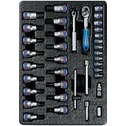 KING TONY Набор торцевых головок 1/4" с принадлежностями, торцевые насадки Hex и Torx, ложемент, 37 предметов KING TONY 9-7537MR